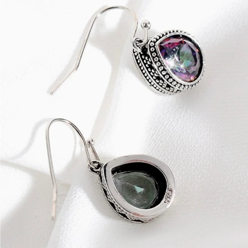 Water drop earrings with beautiful multi color zircon stone. - Picture 5 of 6